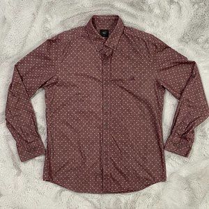 Blue Indian Men’s Long Sleeve Button Down Shirt Size M no tag Maroon
